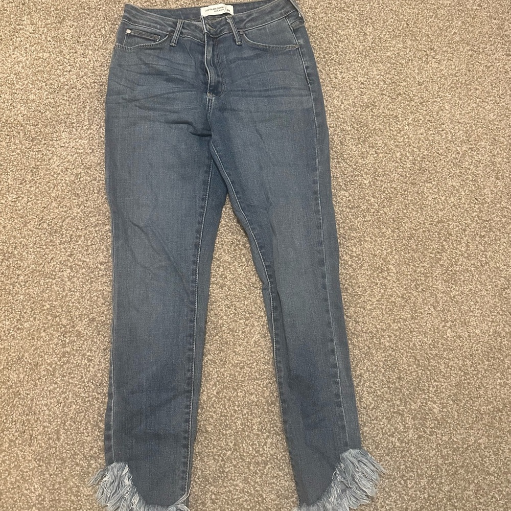 Just Black Distressed Hem Cropped Jeans